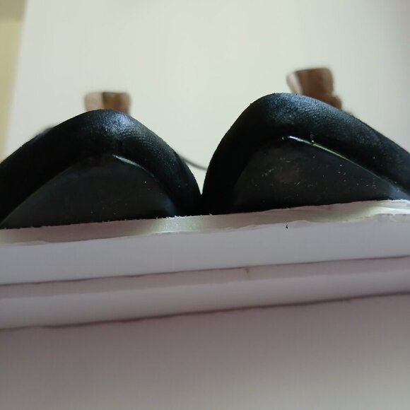 'Jenni' Black Suede CutOuts Block Heels Pointy Toes Long Ankle Wrap Laces Sz 8 - Picture 7 of 12